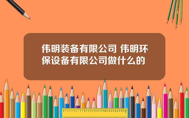 伟明装备有限公司 伟明环保设备有限公司做什么的